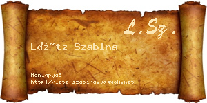 Létz Szabina névjegykártya